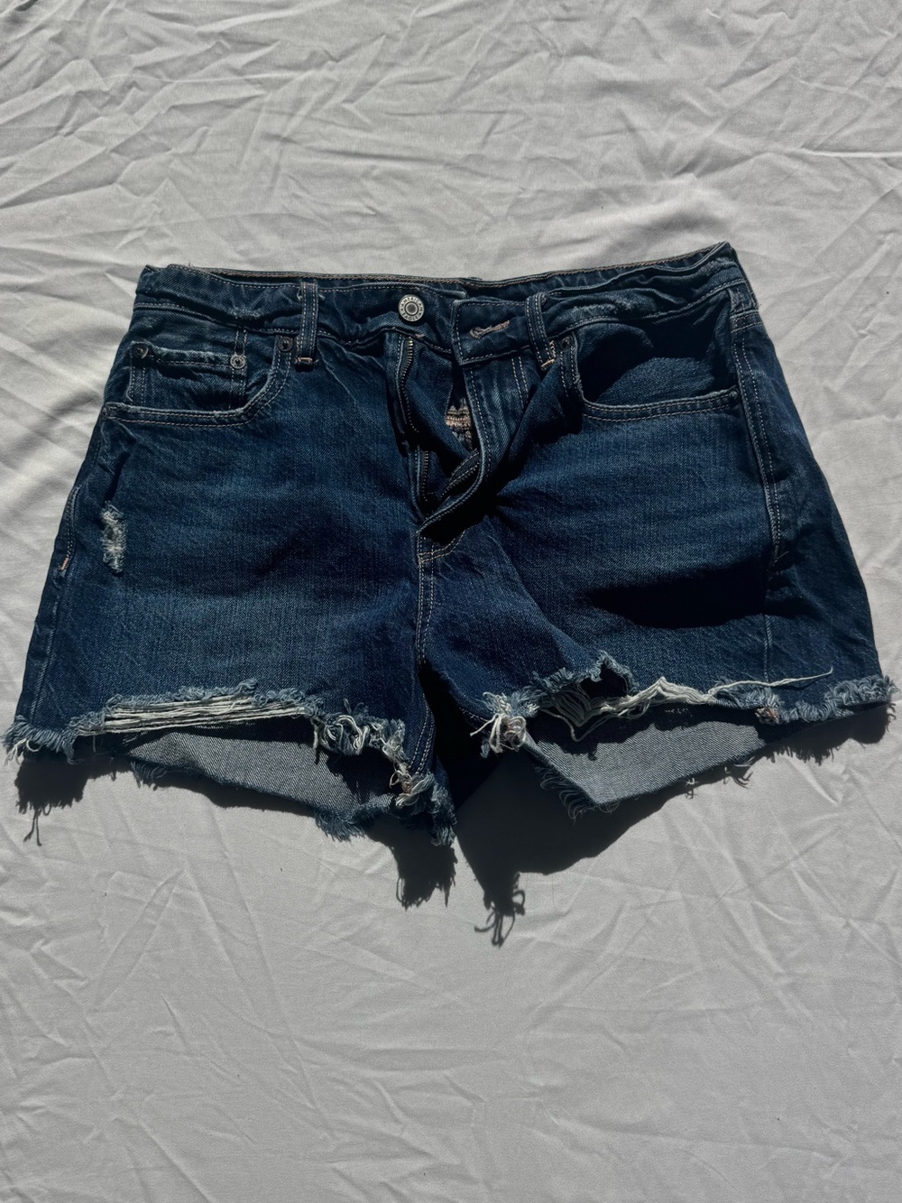 American Eagle Outfitters Tomgirl Dark Blue Distressed Denim Cutoff Shorts